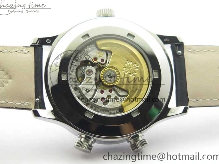 MIROTIME 0418 Practical Calatrava 5524 Pilot Travel Time SS GRF Blue Dial on Black Leather Strap A324 V 7107